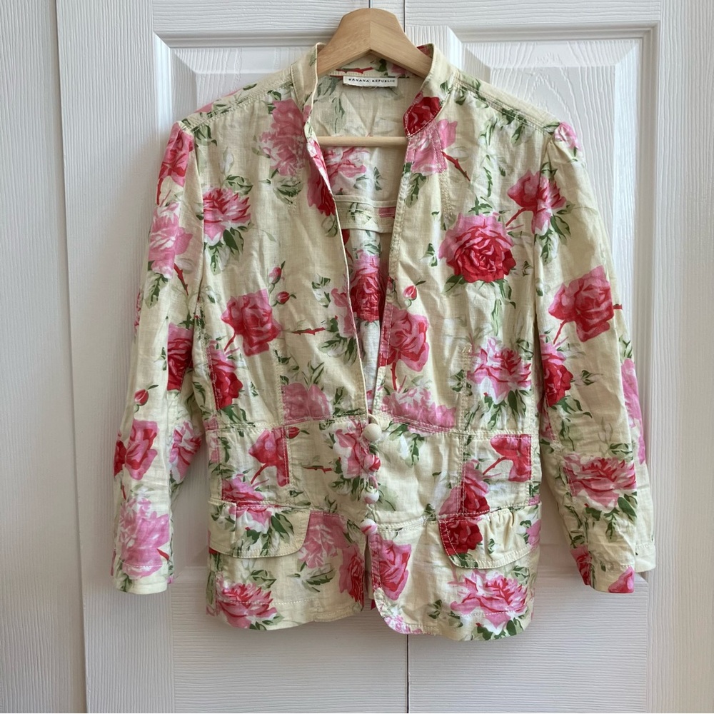 Vintage Banana Republic Linen Ribbon Tie Jacket Sz M